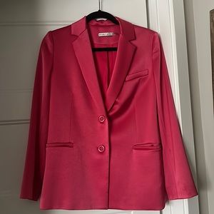 Alice + Olivia Hot Pink Satin Blazer